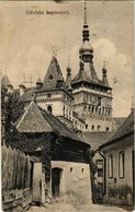 T3 1914 Segesvár, Schässburg, Sighisoara; óratorony. Kiadja Fritz Teutsch / Turnul Cu Ceas / Clock Tower (felületi Sérül - Ohne Zuordnung