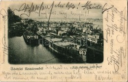 T2 1899 Komárom, Komárnó; Téli Kikötő Jobb Part, MFTR 663, 673 és Győr Uszályok / Winter Port With Barges - Non Classificati
