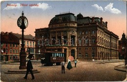 T2/T3 1915 Pozsony, Pressburg, Bratislava; Városi Színház, Villamos, üzletek, Utcai óra / Theater, Tram, Shops, Street C - Non Classificati