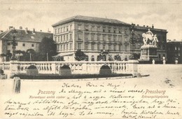 T2/T3 1903 Pozsony, Pressburg, Bratislava; Koronázási Emlékmű. Verlag 'Bediene Dich Allein' / Krönungshügelplatz / Coron - Non Classificati