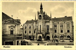 ** T2 Munkács, Mukacheve; Városháza, Falkovic és Basch Izsák üzlete, Pannónia, Autóbuszok / Town Hall, Shops, Automobile - Non Classificati