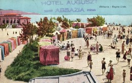 T2 1935 Abbazia, Opatija; Bagno Lido / Beach + Hotel Auguszt - Ohne Zuordnung