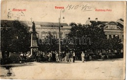 T3 1910 Versec, Vrsac; Andrássy Tér, Kaszinó, Takarékpénztár, Honvéd Emlékmű / Square, Casino, Savings Bank, Military Mo - Unclassified