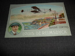 Aviation ( 7 ) Avion Vliegtuig Pilote  Piloot  Louis De Reimsdyck   Biplan Curtiss  - Illustrateur V. Mellone - Aviatori