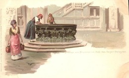 ** T1/T2 Venice, Venedig, Venezia; Frauen Am Brunnen Im Hofe Des Dogen-Palastes; Meissner & Buch 'Venedig' 12 Künstler-P - Unclassified