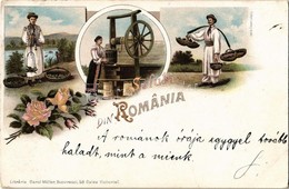 * T2/T3 1897 (Vorläufer!) Salutari Din Romania / Romanian Folklore, Libraria Carol Müller Art Nouveau, Floral, Litho - Zonder Classificatie