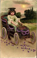 T2/T3 Girl In Automobile, Emb. Litho (EK) - Non Classés