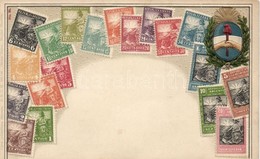 ** T2/T3 Set Of Stamps, Argentina, Coat Of Arms, Emb. Litho (gluemark) - Unclassified