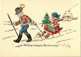 ** T2 Boldog Magyar Karácsonyt! / Hungarian Irredenta Christmas Greeting Art Postcard S: Pálffy - Zonder Classificatie