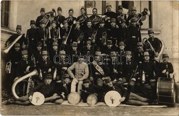T2/T3 1910 Pétervárad, Petrovaradin (Újvidék, Novi Sad); Katonai Zenekar Csoportképe / K.u.K. Military Music Band. Photo - Unclassified