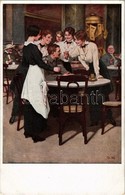 ** T2 Der Stammgast. Kriegspostkarten Von B. Wennerberg Nr. 11. / WWI German Military Art Postcard, Women With Officer S - Unclassified