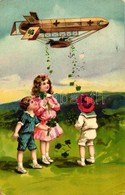 * T3 Children, Airship With Clovers, E.A.S. Hochgl. 16231 / Hochgl M. Gold 16232. Litho (EB) - Ohne Zuordnung