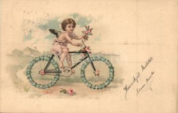T2 Angel On Bicycle, Greeting Card, Litho - Ohne Zuordnung