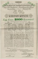 Budapest 1909. 'Pesti Hazai Első Takarékpénztár-Egyesület' 4%-os Kamatozó Kötvénye 1.000K-ról (5x) Sorszámkövetők, Szára - Ohne Zuordnung