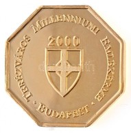 2000. 'Terézváros Millenniumi Emlékérme - Budapest' Aranyozott, Nyolcszögletű, Kétoldalas Emlékérem (39mm) T:1 - Non Classificati