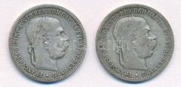 Ausztria 1893. 1K Ag 'Ferenc József' (2x) T:2- Austria 1893. 1 Corona Ag 'Franz Joseph' (2x) C:VF - Non Classificati