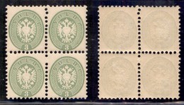Antichi Stati Italiani - Lombardo Veneto - 1864 - 3 Soldi (42) In Quartina - Gomma Integra (800+) - Autres & Non Classés