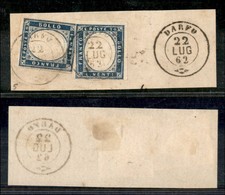 Antichi Stati Italiani - Lombardo Veneto - Darfo 22.7.62 (P.ti 5) - Due 20 Cent (15Eb - Sardegna) Su Frammento - Otros & Sin Clasificación