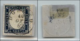 Antichi Stati Italiani - Lombardo Veneto - Domaso (P.ti 8) 10.10.62 - 20 Cent (2 - Regno) Su Frammento - Otros & Sin Clasificación