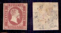 Antichi Stati Italiani - Sardegna - 1851 - 40 Cent (3) Appena Corto In Alto A Sinistra - Gomma Originale - Ottimo Aspett - Other & Unclassified