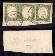 Antichi Stati Italiani - Sardegna - 1858 - 5 Cent (13Af - Verde Giallo Chiaro) + Due 5 Cent (13Ad - Verde Giallo) - Usat - Other & Unclassified