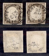 Antichi Stati Italiani - Sardegna - 1858 - Lotto Di Due 10 Cent (14) - Usati - Diena + Raybaudi (1400) - Otros & Sin Clasificación