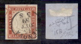 Antichi Stati Italiani - Sardegna - 1859 - 40 Cent (16b - Vermiglio Scuro) - Usato - Raybaudi + Oliva (850) - Other & Unclassified