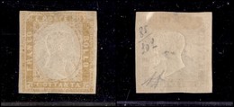 Antichi Stati Italiani - Sardegna - 1859 - 80 Cent (17A - Giallo Ocra - Gomma Originale - Piccolo Punto Chiaro In Alto S - Sonstige & Ohne Zuordnung