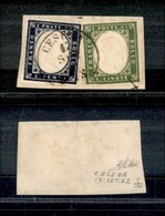 Regno - Posta Ordinaria  - 1862 . 20 Cent (2k) Tosato In Basso + 5 Cent (13Dc - Sardegna) Corto In Basso Su Frammento  - - Autres & Non Classés