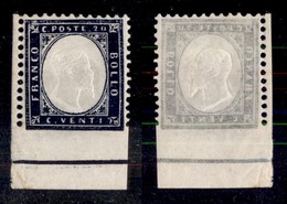 Regno - Posta Ordinaria  - 1862 - 20 Cent (2 L) Angolo Di Foglio (pos. 46) - Gomma Integra - Ottimamente Centrato - Andere & Zonder Classificatie