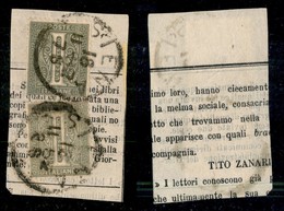 Regno - Posta Ordinaria  - 1866 - 1 Cent Torino (T14) - Due Pezzi Di Colori Diversi Su Frammento Di Giornale - Siena 16. - Other & Unclassified