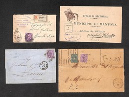 Regno - Posta Ordinaria  - 1867/1901 - Insieme Di 2 Lettere + 2 Raccomandate Con Affrancature Di Umberto - Other & Unclassified