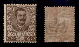 Regno - Posta Ordinaria  - 1901 - 40 Cent Floreale (74) - Gomma Originale Con Invisibile Traccia Di Linguella (1.200) - Other & Unclassified