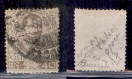 Regno - Posta Ordinaria  - 1906 - Falso Dell'epoca - 40 Cent Floreale (F74) Dent. 13 E 1/2 - Usato - Raro - Cert Diena - Sonstige & Ohne Zuordnung
