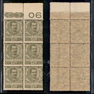 Regno - Posta Ordinaria  - 1901 – 45 Cent Floreale (75) – Blocco Di 6 Bordo Foglio – Gomma Integra (450+) - Sonstige & Ohne Zuordnung