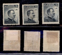 Regno - Posta Ordinaria  - 1906/1911 - 15 Cent Michetti (80+86+96) - I Tre Valori - Gomma Originale (550) - Sonstige & Ohne Zuordnung