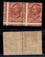 Regno - Posta Ordinaria  - 1906 - 10 Cent Leoni (82) Coppia Orizzontale Con Dentellatura Spostata In Basso (3 Mm.) E A S - Other & Unclassified