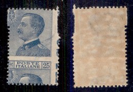 Regno - Posta Ordinaria  - 1908 - 25 Cent Michetti (83) - Formato Anomalo (3,1 Cm In Verticale) Per Salto Di Dentellatur - Andere & Zonder Classificatie