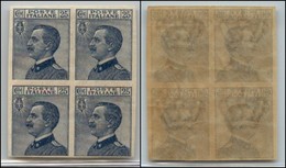 Regno - Posta Ordinaria  - 1908 - 25 Cent Michetti (83e) - Quartina Non Dentellata - Gomma Integra (540+) - Other & Unclassified