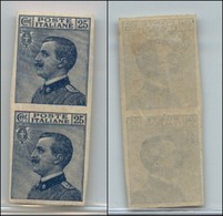 Regno - Posta Ordinaria  - 1908 - 25 Cent Michetti (83e) - Coppia Non Dentellata - Gomma Originale (180) - Other & Unclassified
