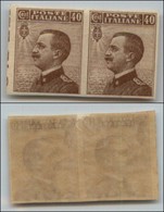 Regno - Posta Ordinaria  - 1908 – 40 Cent Michetti (84e) – Coppia Non Dentellata – Gomma Originale (240) - Andere & Zonder Classificatie