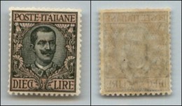 Regno - Posta Ordinaria  - 1910 - 10 Lire Floreale (91) - Gomma Integra (275) - Andere & Zonder Classificatie