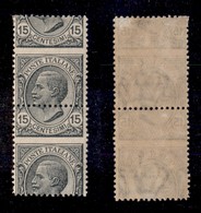 Regno - Posta Ordinaria  - 1917 - 15 Cent Leoni (108iab) - Coppia Verticale Con Dentellatura Orizzontale Spostata (300+) - Other & Unclassified