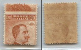 Regno - Posta Ordinaria  - 1917 – 20 Cent Michetti (109K) Con Dentellatura Spostata (6 Mm.) - Gomma Originale – Invisibi - Other & Unclassified