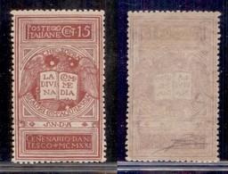 Regno - Posta Ordinaria  - 1921 - 15 Cent Dante Alighieri (116B) - Colore Diverso - Ottimamente Centrato - Gomma Origina - Other & Unclassified