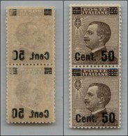 Regno - Posta Ordinaria  - 1923 – 50 Cent Su 40 Michetti (139zc) – Coppia Verticale Con Decalco Della Soprastampa – Gomm - Sonstige & Ohne Zuordnung