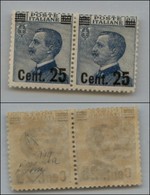 Regno - Posta Ordinaria  - 1925 – 25 Cent Su 60 Michetti (179+179m) – Coppia Orizzontale Con Varietà A Destra (3 Sbarret - Other & Unclassified
