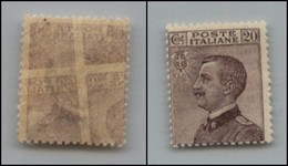 Regno - Posta Ordinaria  - 1926 – 20 Cent Michetti (204f Varietà) Con Decalco Ruotato – Gomma Integra – Non Catalogato - Other & Unclassified