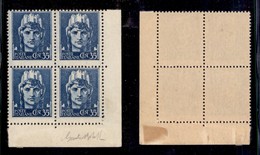 Regno - Posta Ordinaria  - 1945 - 35 Cent  Imperiale (527a) - Quartina Angolare Con Stampa Evanescente - Gomma Integra - - Other & Unclassified