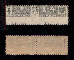 Regno - Pacchi Postali - 1914 - 4 Lire (15hca) - Dentellatura Orizzontale Spostata In Basso E Sul Bordo Foglio (ultimo D - Other & Unclassified